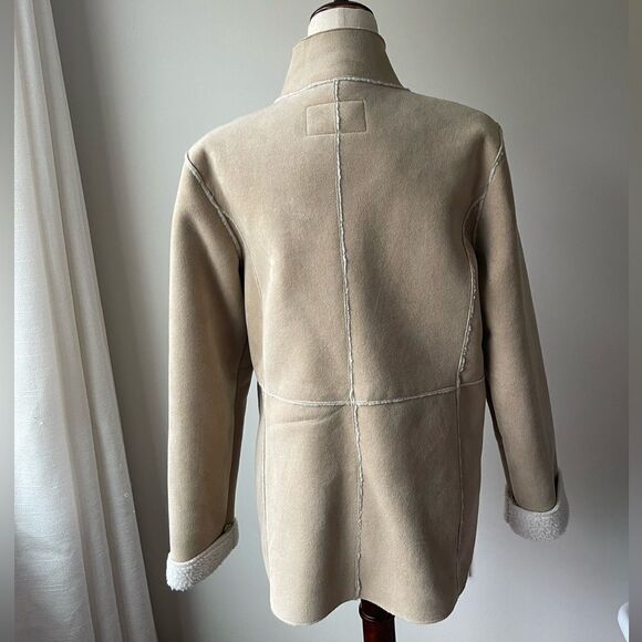 Izod faux suede shearling coat with embroidery size medium - Picture 4 of 8